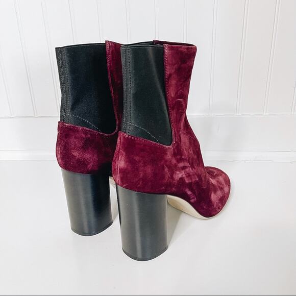 Rag & Bone Agnes Velvet Suede Chelsea Booties in Red $575 - Picture 5 of 8